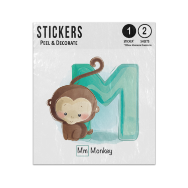 Picture of Alphabet Animal Letter M Is For Monkey Preschool Teaching Sticker Sheets Twin Pack
