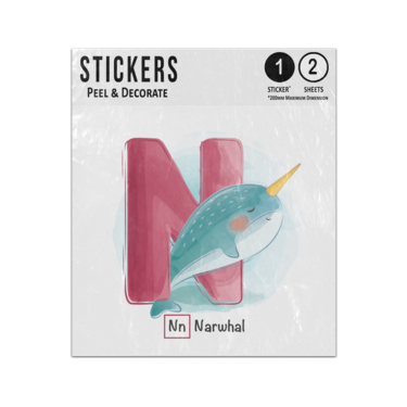 Picture of Alphabet Animal Letter N Is For Narwhal Preschool Teaching Sticker Sheets Twin Pack