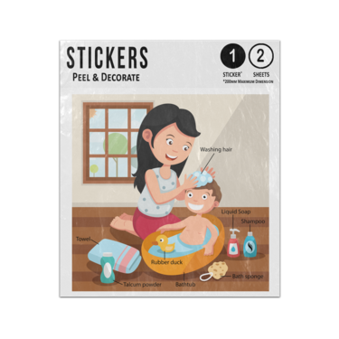 Picture of Baby Bathtime Washing Items Preschool Illustration Sticker Sheets Twin Pack