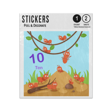 Picture of Learn To Count Numbers 10 Crawling Ants Preschool Illustration Sticker Sheets Twin Pack