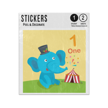 Picture of Learn To Count Numbers 1 Circus Elephant Preschool Illustration Sticker Sheets Twin Pack