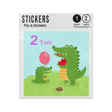 Picture of Learn To Count Numbers 2 Green Crocodiles Preschool Illustration Sticker Sheets Twin Pack