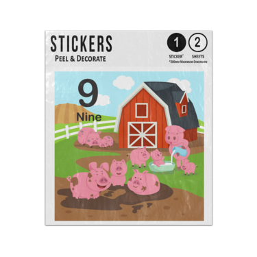 Picture of Learn To Count Numbers 9 Mucky Pigs Preschool Illustration Sticker Sheets Twin Pack