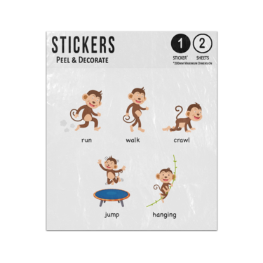 Picture of Monkey Movements Run Walk Crawl Jump Swing Illustrations Sticker Sheets Twin Pack