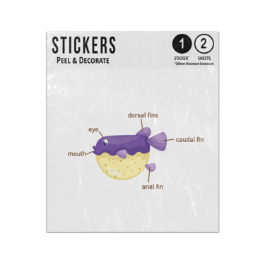 Picture of Puffer Fish Animal Anatomy Body Parts Preschool Illustration Sticker Sheets Twin Pack