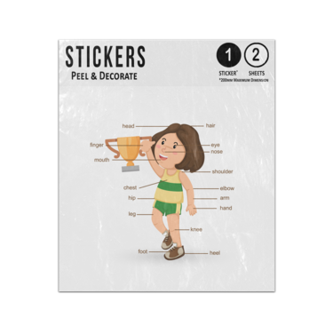 Picture of Sporty Girl Human Anatomy Body Parts Preschool Illustration Sticker Sheets Twin Pack