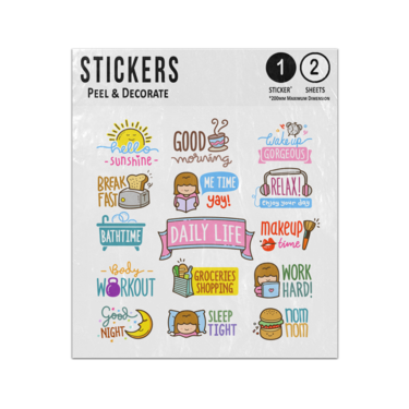 Picture of Daily Life Events Breakfast Workout Work Bath Nom Me Time Sticker Sheets Twin Pack