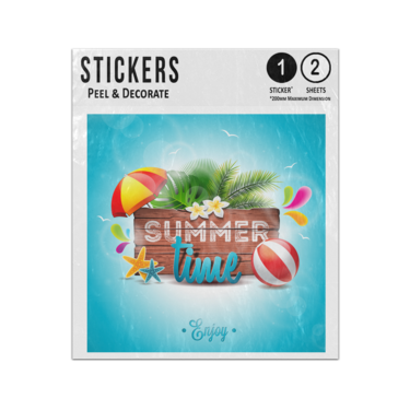 Picture of Enjoy Summer Time Beachball Parasol Blue Sky Sticker Sheets Twin Pack