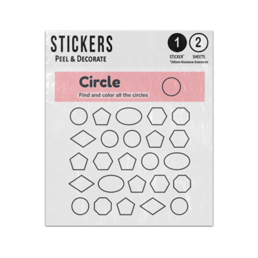 Picture of Find And Colour Circle Shapes Set Educational Preschool Teaching Aid Sticker Sheets Twin Pack