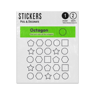 Picture of Find And Colour Octagon Shapes Set Educational Preschool Teaching Aid Sticker Sheets Twin Pack