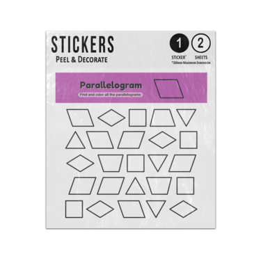 Picture of Find And Colour Parallelogram Shapes Set Educational Preschool Teaching Aid Sticker Sheets Twin Pack