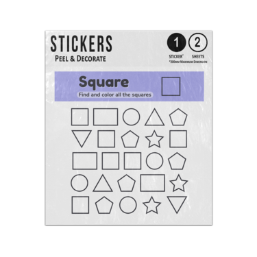 Picture of Find And Colour Square Shapes Set Educational Preschool Teaching Aid Sticker Sheets Twin Pack