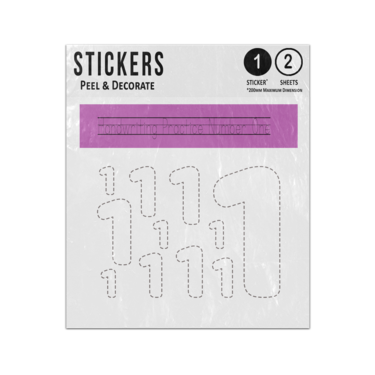 Picture of Number 1 One Handwriting Practice Preschool Teaching Aid Sticker Sheets Twin Pack