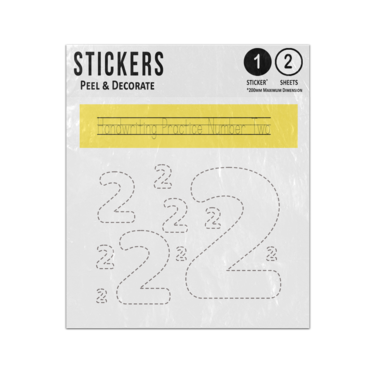 Picture of Number 2 Two Handwriting Practice Preschool Teaching Aid Sticker Sheets Twin Pack