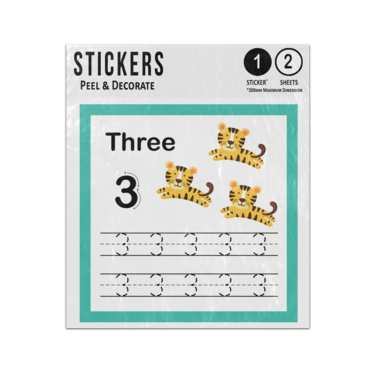 Picture of Number 3 Handwriting Practice Excercise Preschcool Teaching Aid Sticker Sheets Twin Pack