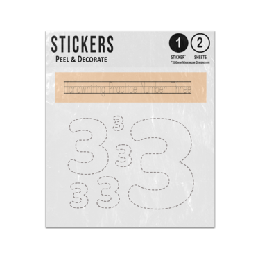 Picture of Number 3 Three Handwriting Practice Preschool Teaching Aid Sticker Sheets Twin Pack