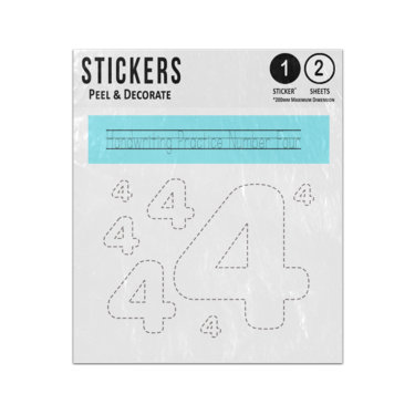 Picture of Number 4 Four Handwriting Practice Preschool Teaching Aid Sticker Sheets Twin Pack