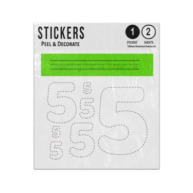 Picture of Number 5 Five Handwriting Practice Preschool Teaching Aid Sticker Sheets Twin Pack