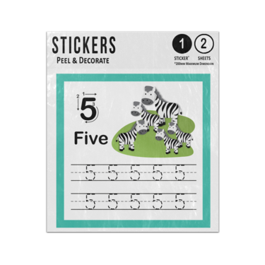 Picture of Number 5 Handwriting Practice Excercise Preschcool Teaching Aid Sticker Sheets Twin Pack