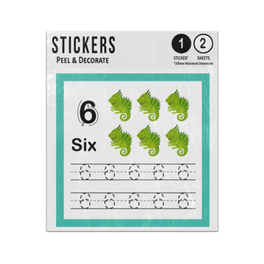 Picture of Number 6 Handwriting Practice Excercise Preschcool Teaching Aid Sticker Sheets Twin Pack
