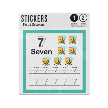 Picture of Number 7 Handwriting Practice Excercise Preschcool Teaching Aid Sticker Sheets Twin Pack
