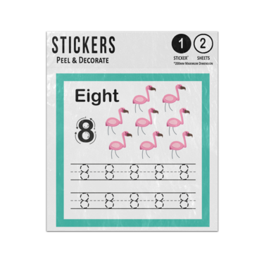 Picture of Number 8 Eight Handwriting Practice Excercise Preschcool Teaching Aid Sticker Sheets Twin Pack