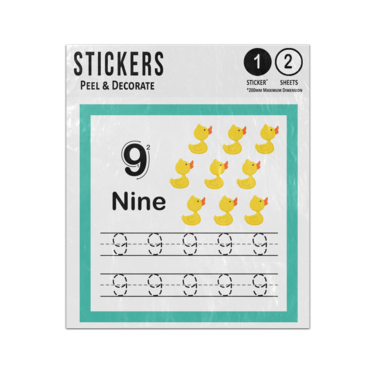 Picture of Number 9 Handwriting Practice Excercise Preschcool Teaching Aid Sticker Sheets Twin Pack