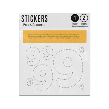 Picture of Number 9 Nine Handwriting Practice Preschool Teaching Aid Sticker Sheets Twin Pack