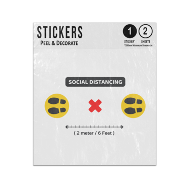 Picture of Social Distancing 2 Meter 6 Feet Standing Apart Guidance Sticker Sheets Twin Pack