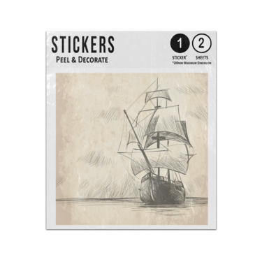 Picture of Vintage Hand Drawn Sketch Galleon Sailing Ship Sticker Sheets Twin Pack