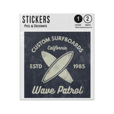 Picture of Vintage Surfing Custom Surfboards California Wave Patrol Sticker Sheets Twin Pack