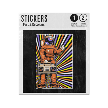Picture of Astronauts Love Music Blaster Orange Psychedelic Colours Sticker Sheets Twin Pack