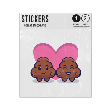 Picture of Emoji Poo Couple Pink Love Heart Fall In Love Happy Smiling Sticker Sheets Twin Pack
