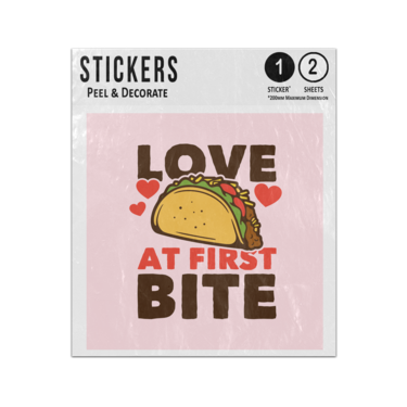 Picture of Happy Valentines Day Love At First Bite Heart Slogan Sticker Sheets Twin Pack