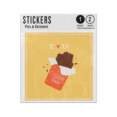 Picture of I Heart Love You Chocolate Bar With Love Red Paper Sticker Sheets Twin Pack
