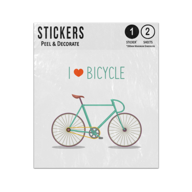Picture of I Love Bicycle Urban Red Heart Valentines Message Sticker Sheets Twin Pack