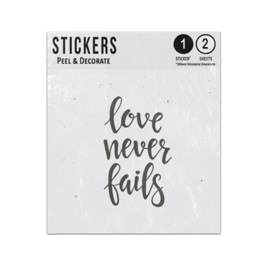 Picture of Love Never Fails Happy Valentines Day Slogan Quote Text Sticker Sheets Twin Pack