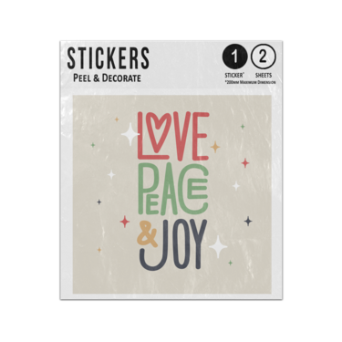 Picture of Love Peace And Joy Stars Sparkle Happy Valentines Day Sticker Sheets Twin Pack