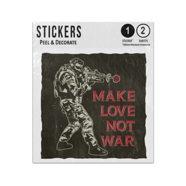 Picture of Make Love Not War Soldier Illustration Valentines Day Quote Sticker Sheets Twin Pack