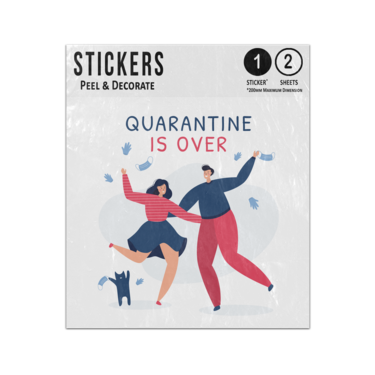 Picture of Quarantine Is Over Couple Tossing Masks Gloves Happy Cat Sticker Sheets Twin Pack