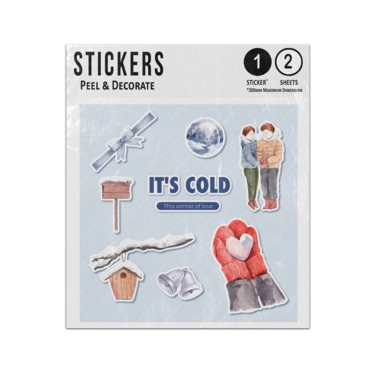 Picture of This Winter Of Love It Is Cold Valentines Couple Warm Heart Sticker Sheets Twin Pack