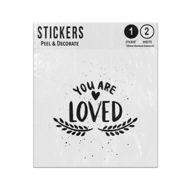 Picture of You Are Loved Happy Valentines Day Black Text Quote Heart Sticker Sheets Twin Pack