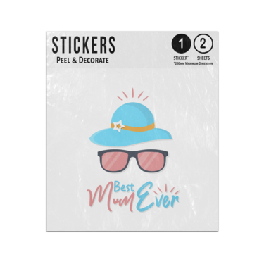 Picture of Best Mum Ever Lettering Quote Hat Glasses Face Impression Sticker Sheets Twin Pack