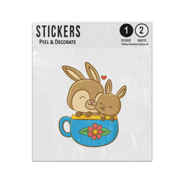 Picture of Happy Mothers Day Cute Mum Rabbit With Child In Blue Teacup Sticker Sheets Twin Pack