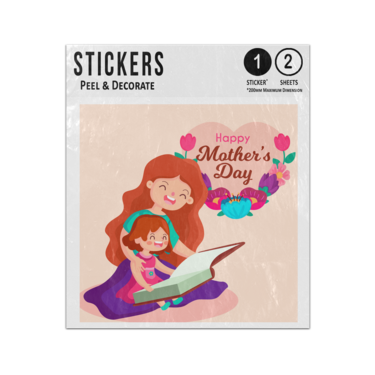 Picture of Happy Mothers Day Heart Mum Reading Girl Book Flowers Cuddle Sticker Sheets Twin Pack