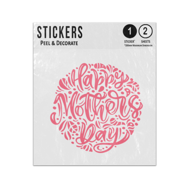Picture of Happy Mothers Day Lettering Entwined Within Circular Floral Doodles Sticker Sheets Twin Pack