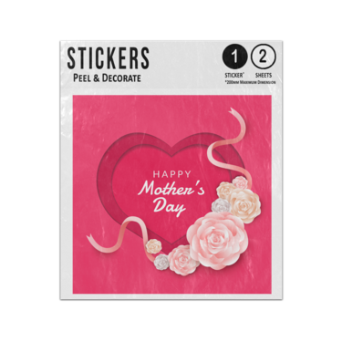 Picture of Happy Mothers Day Lettering Heart Frame Roses Ribbon Border Sticker Sheets Twin Pack