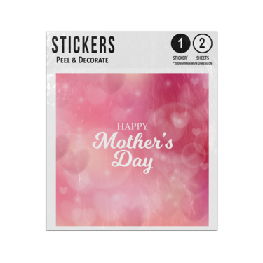 Picture of Happy Mothers Day Lettering Text Blurred Hearts Background Sticker Sheets Twin Pack