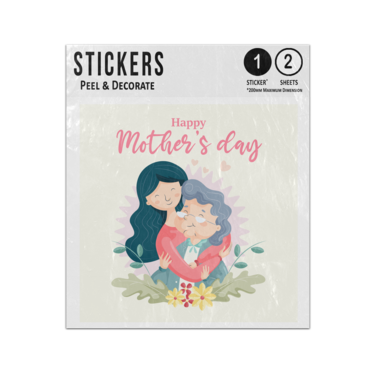 Picture of Happy Mothers Day Mum Hugging Gran Smiles Love Flowers Heart Sticker Sheets Twin Pack