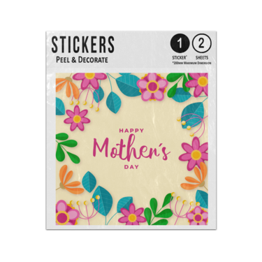 Picture of Happy Mothers Day Pink Text Floral Border Frame Background Sticker Sheets Twin Pack